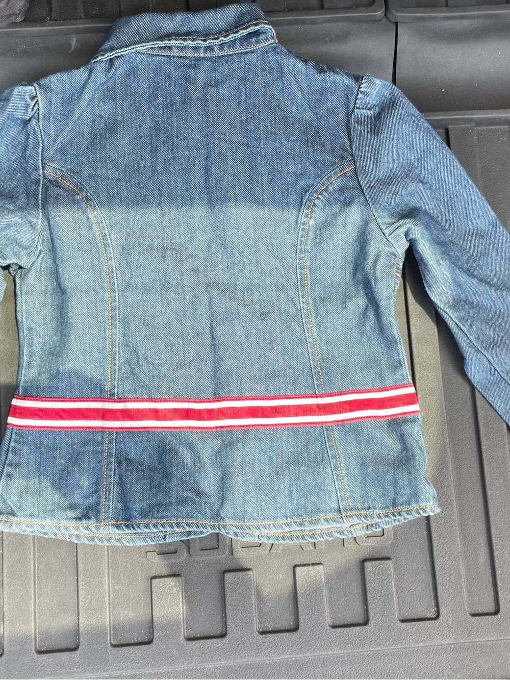Gymboree Girls' Denim Jacket with Red Stripe Belt - Blue (5) - Picture 9 of 9